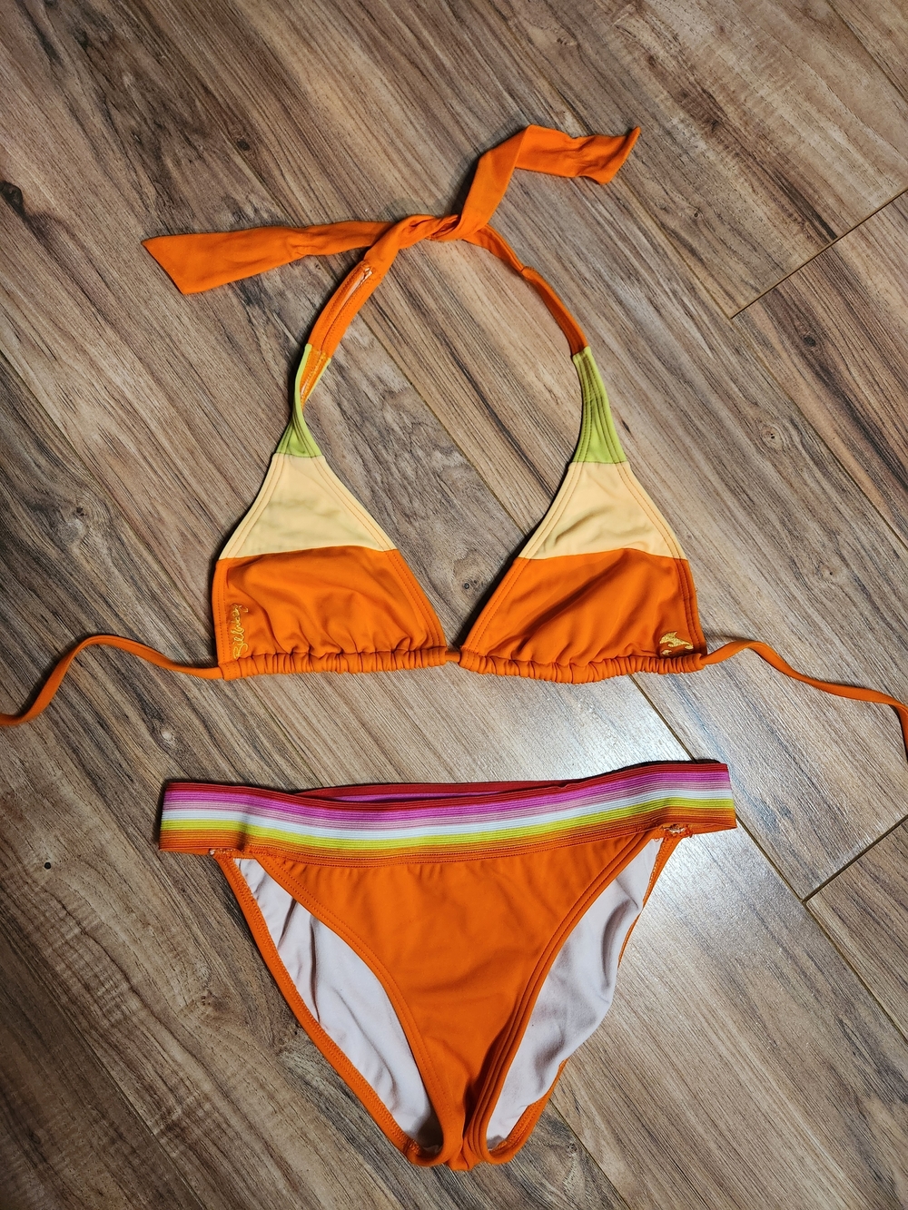 Billabong Girls Orange Stripe Bikini Size Girls L